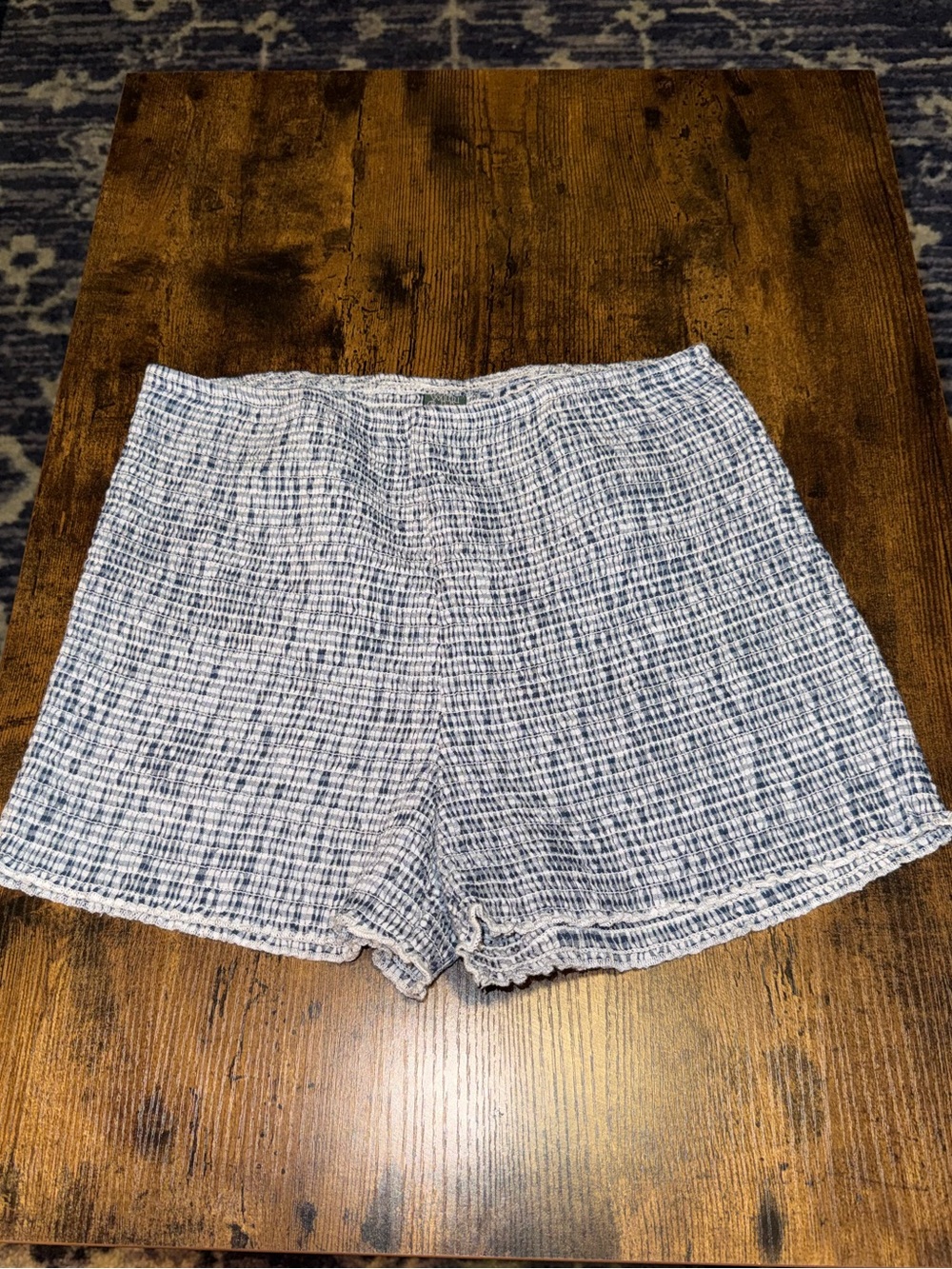 wild fable Blue & White Textured High Waist Shorts